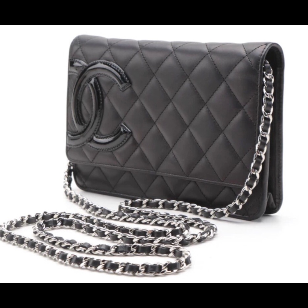 Chanel Cambon Ligne Small Crossbody Quilted Nero Lambskin and Patent.